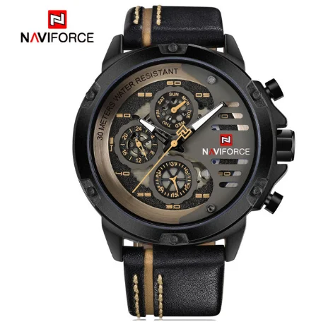 Для Мужчин's Элитный бренд часы NAVIFORCE 24 часовой дата Кожа Кварцевые мужчин