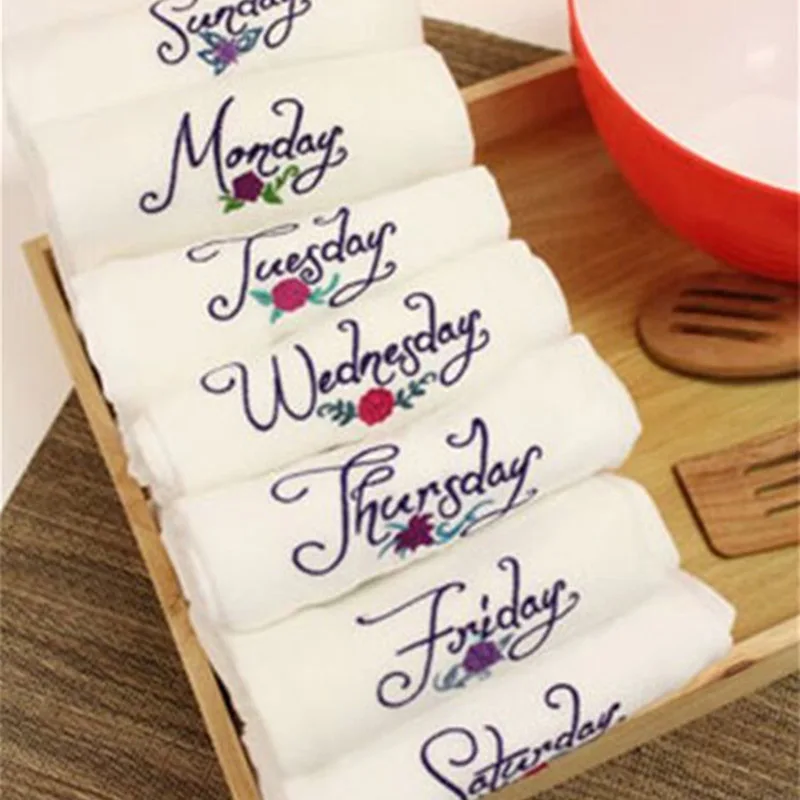 

High-quality Embroidered Tea Towels Cotton Napkins 7pcs Table Napkins Home Kitchen Servetten Wedding Cloth Napkins 45*65cm