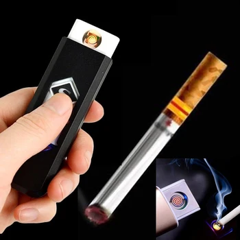 

USB Electronic Cigarette Lighter Windproof Rechargeable Battery Flameless Cigar Cigarette Lighter No flame No Gas/Fuel isqueiro