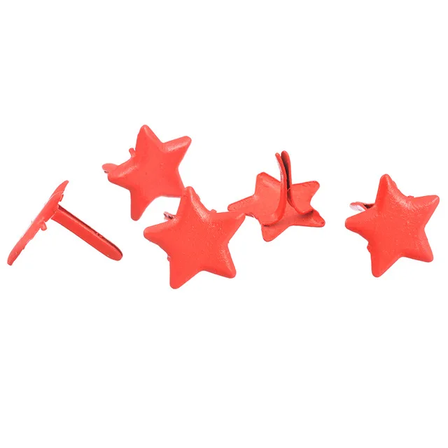 50 шт 13,5*12 мм милые пятиконечные звезды металлические гвозди Brads заклепки застежка украшение подарок бумажные поделки для скрапбукинга в альбом - Цвет: Красный