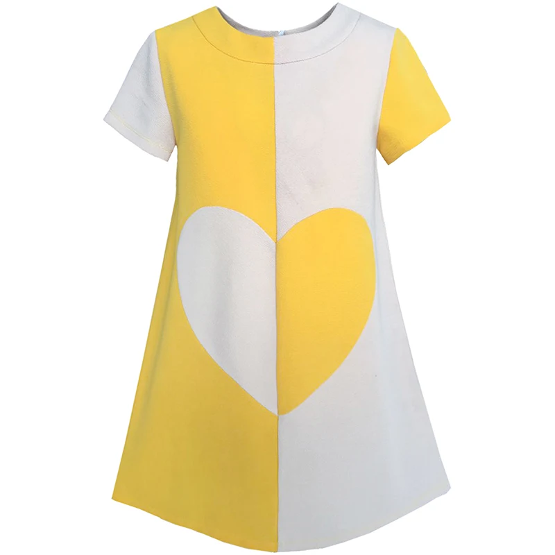 

Girls Dress Color Contrast Heart A-line Sundress 2018 Summer Princess Wedding Party Dresses Kids Clothes Size 5-12