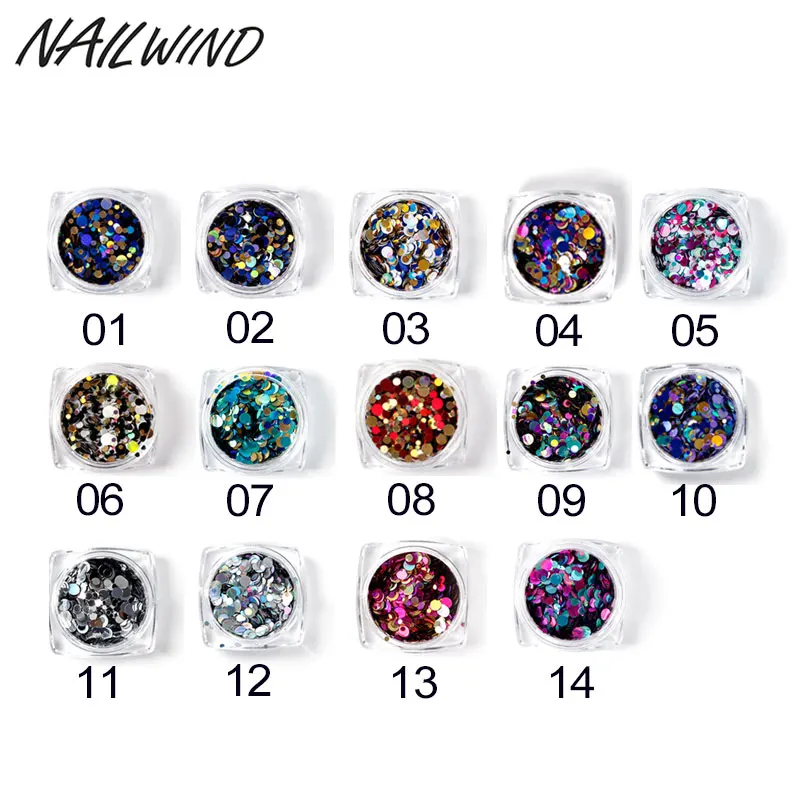 

NAILWIND 1PC Thin Paillette Mixed Mini Round Nail Art Glitter Decoration Shining Manicure Nail Tip Design DIY Gel Polish Tools