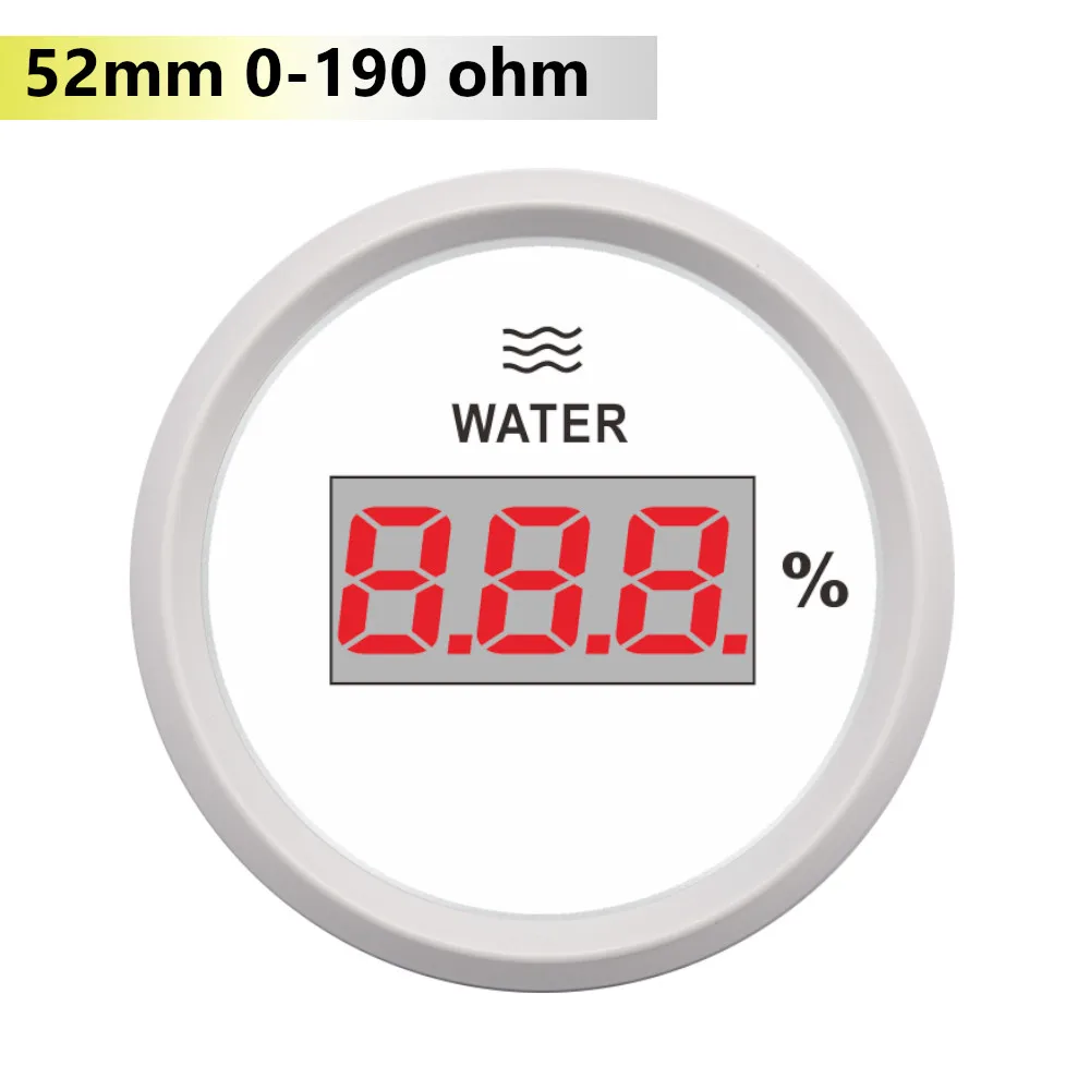 52 мм цифровые водостойкие измерители уровня воды 0-190ohm 240-33ohm для морской лодки яхты красная подсветка 12~ 24 В - Цвет: WW 0-190 ohms