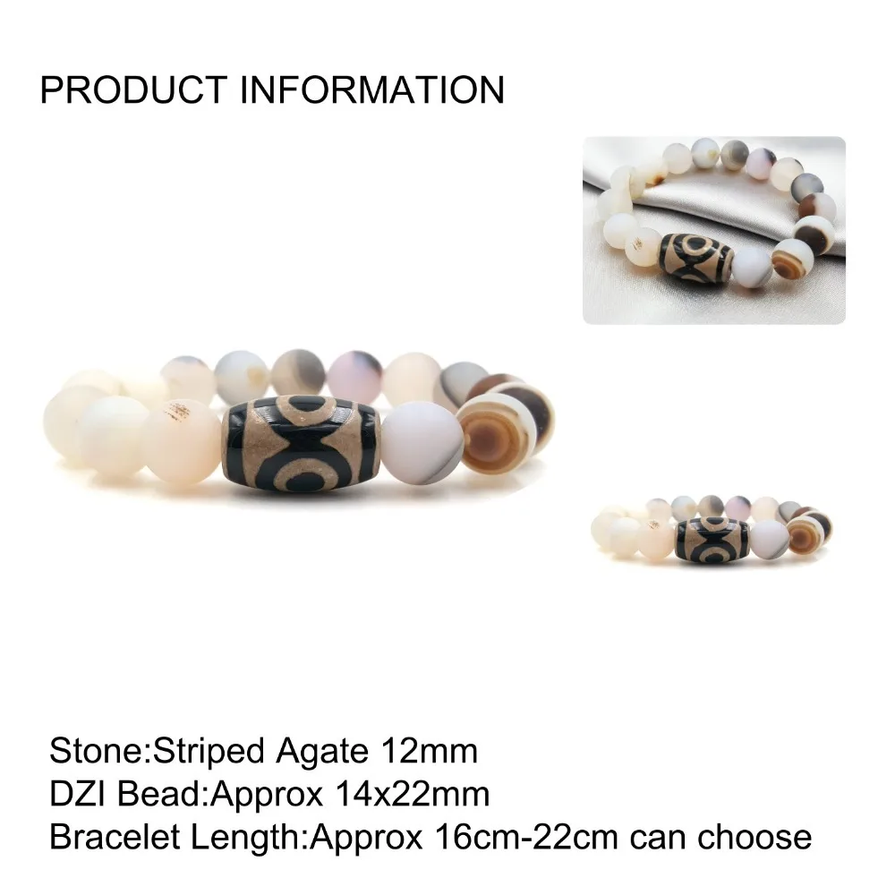 Lii Ji 3 Eye's DZI Beads Agates естественное изображение браслет с агатами для мужчин и