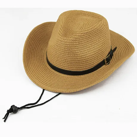 Новые женские соломенные шляпы летняя пляжная Мексиканская ковбойская шляпа с Западная пастушка шляпа защита от солнечных лучей для пляжа шляпа - Цвет: khaki