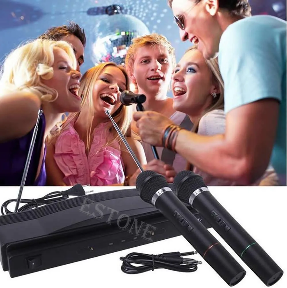 bluetooth microphone High Quality Wireless Microphone System Dual Handheld 2 x Mic Cordless Receiver karaoke microphone