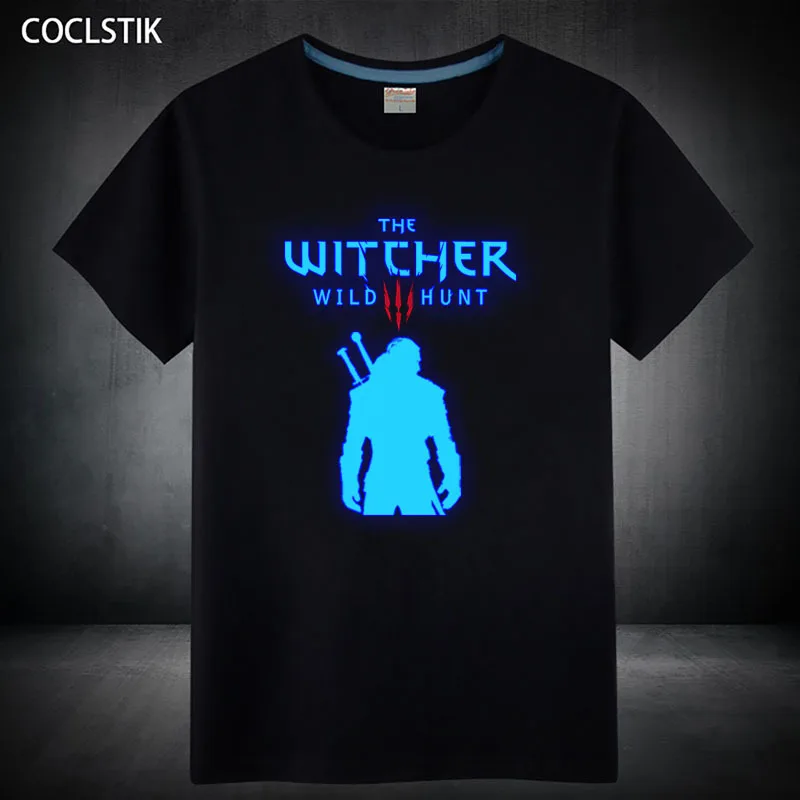 

100% Cotton Male/Mens The Witcher 3 Wild Hunt Geralt of Rivia T Shirt Children/Adult Summer T-shirt Fluorescent Short Tshirts