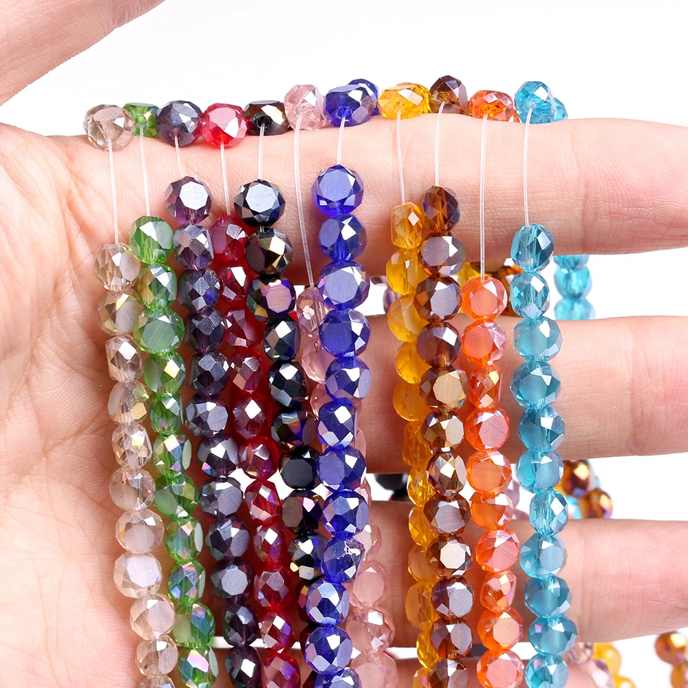 Wholesale Faceted Bread Crystal Glass Beads Quartz 6mm 100pcs Loose 