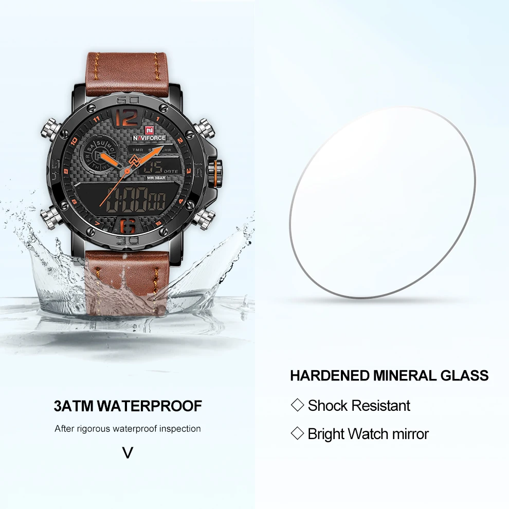 Часы наручные NAVIFORCE Мужские кварцевые роскошные Брендовые спортивные