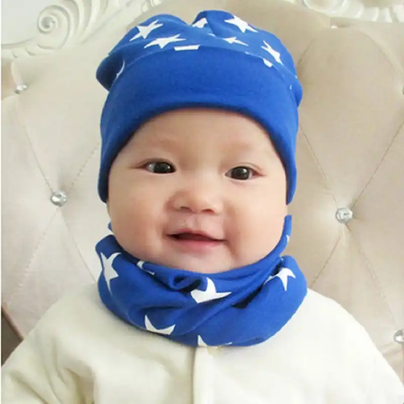 2 unidsset bebé gorro bufanda algodón estampado de estrel 2 unidsset bebé gorro bufanda algodón estampado de estrel