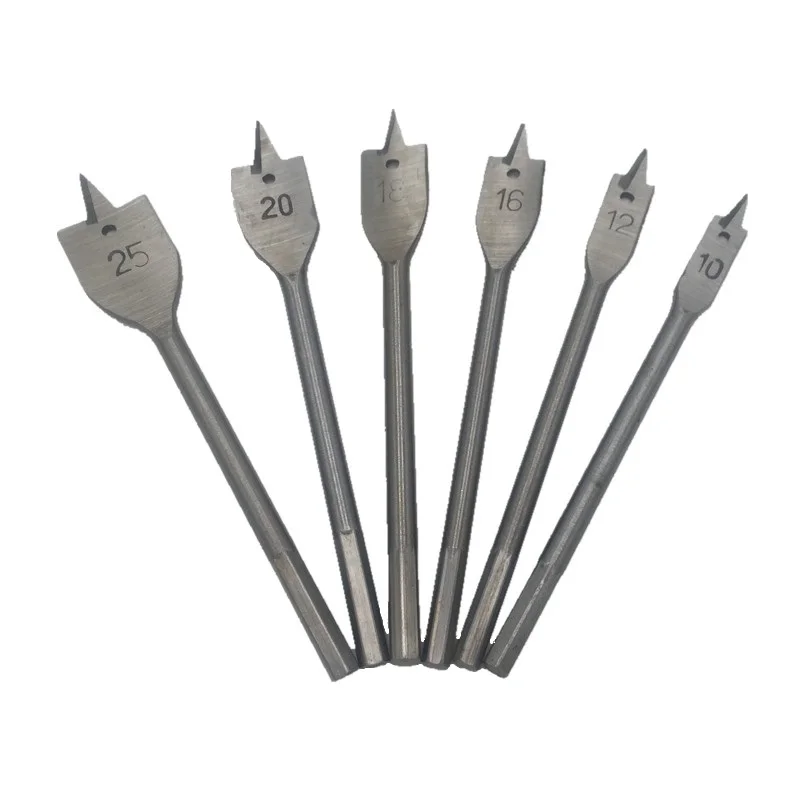 ALLSOME 6PC Titanium Coating Hex Shank Spade Bits Flat Boring Bit Wood