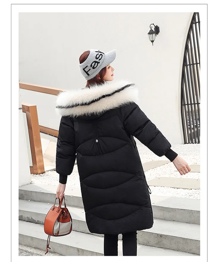 Thick Jacket Big fur collar Women's New Korean Version Big Fur Collar Medium-long Knee Size Thickened Jacket 1961