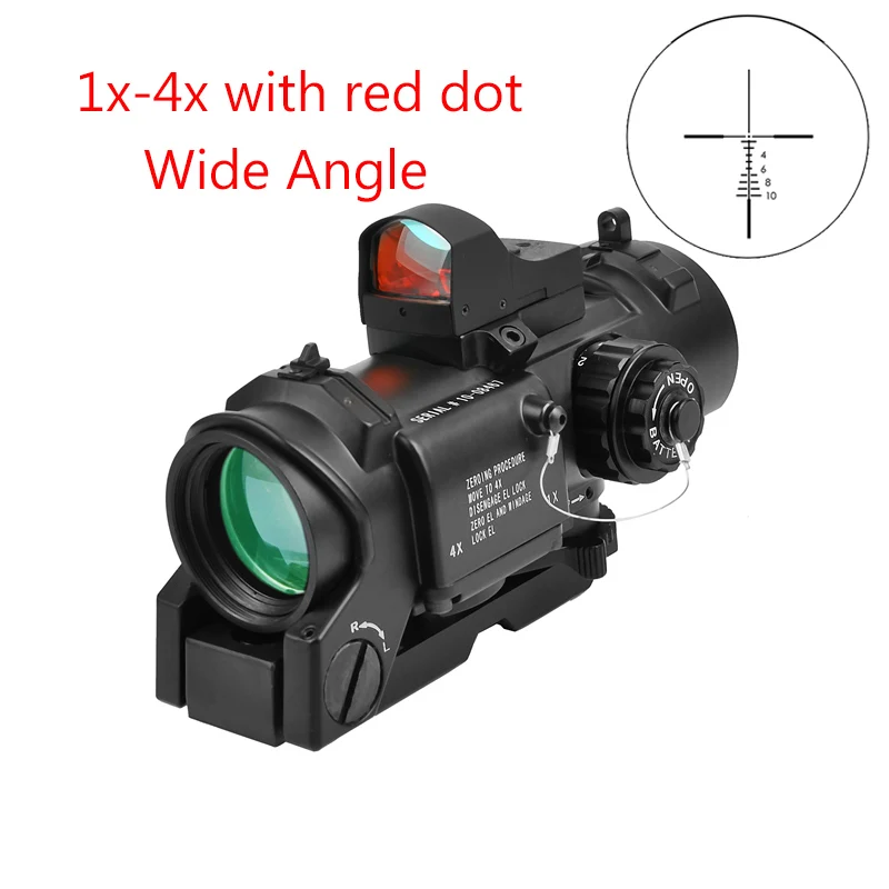 Fixed Dual Purpose Scope With Mini Red Dot Scope Red Dot Sight For Rifle Hunting Shooting 1x-4x red dot sight rifle scope