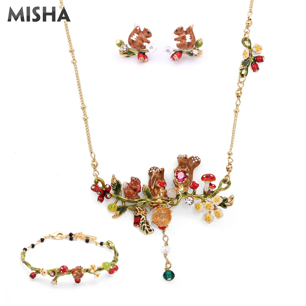 MISHA Роскошные Ювелирные наборы для женщин ожерелье серьги гвоздики клипсы кольца
