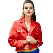 Женские весенне-осенние пальто с отложным воротником, повседневные куртки с длинным рукавом, женская модная красная короткая нестандартная Свободная верхняя одежда Z107