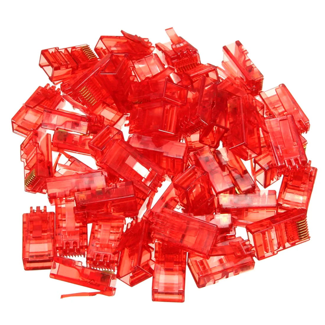 

New RJ45 Connector Ethernet Cable Plug Cat6 Network 8P8C Shielded Modular Terminals Have Hole 50pcs