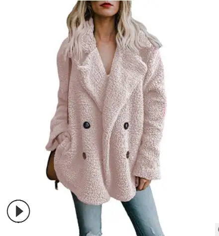 Осень зима теплая одежда женская куртка плюшевое пальто Искусственный пушистый флис 10 цветов на выбор плюс sizeS-5XL Женская куртка - Цвет: Pink
