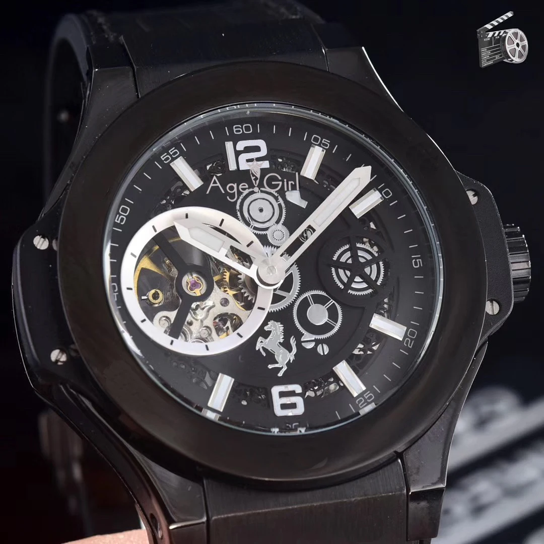 

Luxury Brand New Men Silver Black Rose Gold Grey Titanium Leather Automatic Mechanical Sapphire Tourbillion Watches Waterproof