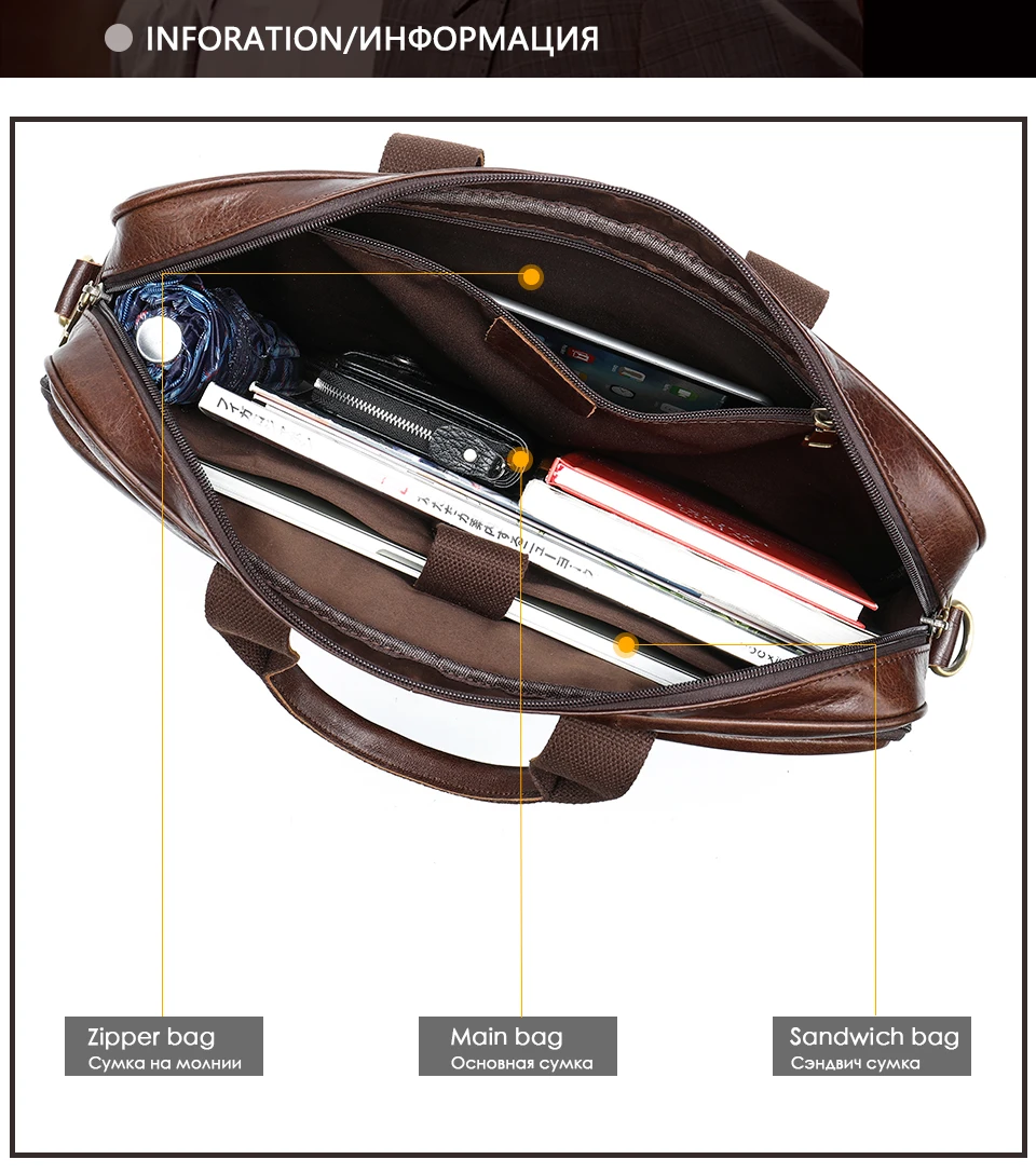 couro genuíno 15 'laptop portátil bolsa de