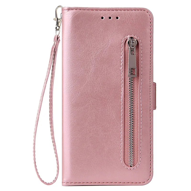 For Fundas iPhone X Case on for iPhone X XR XS 11 Pro Max 6 6S 7 8 Plus Cover Luxury Classic Zipper Wallet Leather Phone Cases - Цвет: Rose Gold