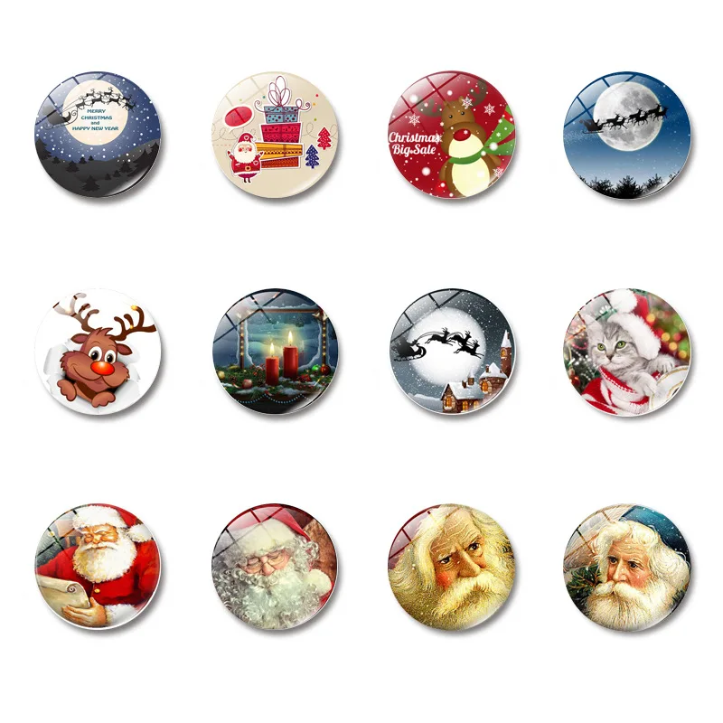 

New Santa refrigerator stickers decorative 25MM refrigerator stickers magnetic cute cartoon home decorations
