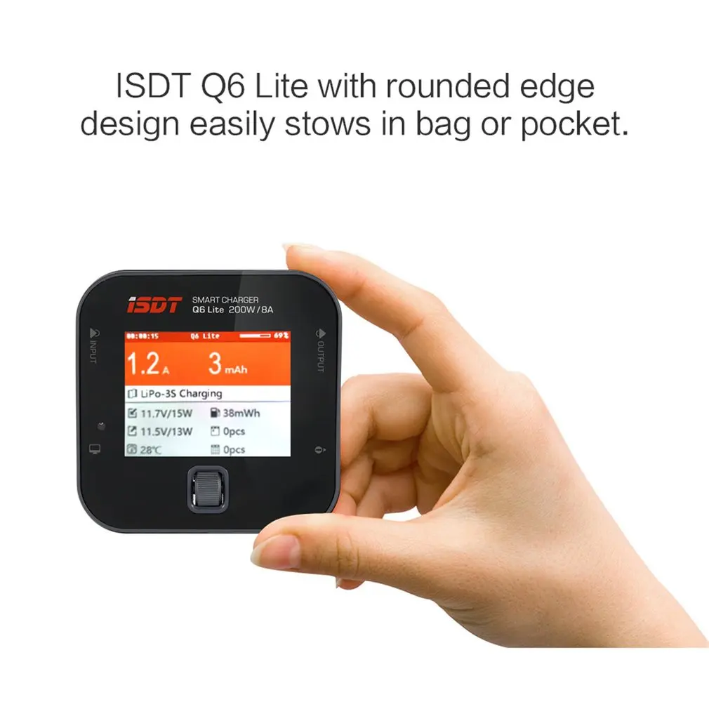

ISDT Q6 lite 200W 8A Handheld Pocket Battery Balance Charger for RC Drone Helicopter Quad Car Boat RC Charger Part