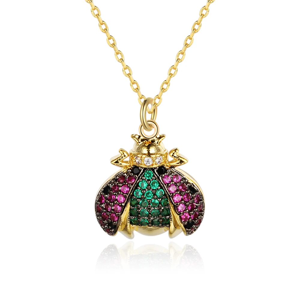 

Ladybug/Bee Insect Necklaces & Pendants Colorful CZ Stones Insect Jewelry Gold Color Necklaces for Women Gift for Her(NE102762)