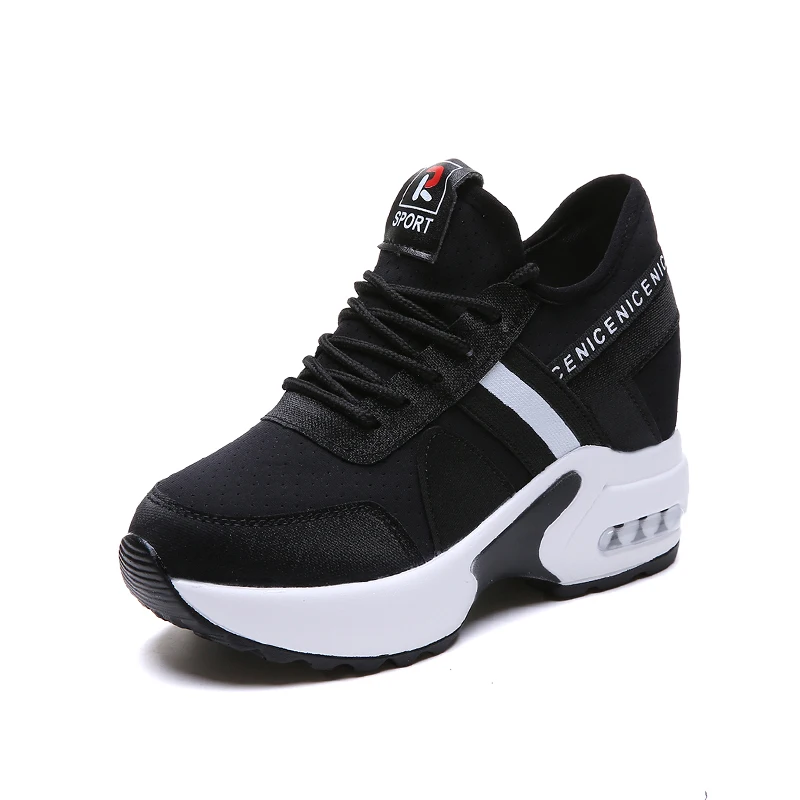 2019 Summer Women Sneakers Mesh Casual Platform Trainers White Shoes 8.5CM Heels Wedges Breathable Height Increasing Shoes Woman 2019 Summer Women Sneakers Mesh Casual Platform Trainers White Shoes 8.5CM Heels Wedges Breathable Height Increasing Shoes Woman