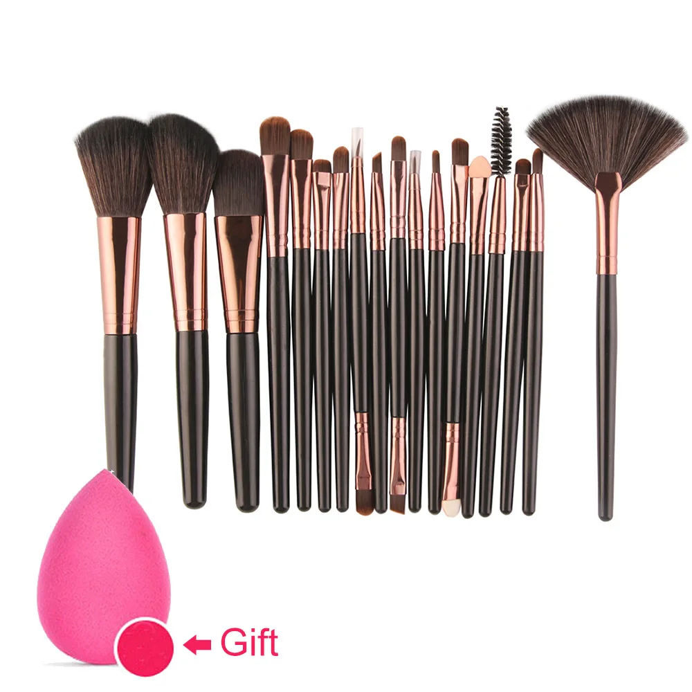 

Pro Makeup Brushes 18 Pcs Eye Shadow Foundation Powder Eyeliner Eyelash Lip Makeup Brushes Set Blending Beauty Make Up Brush