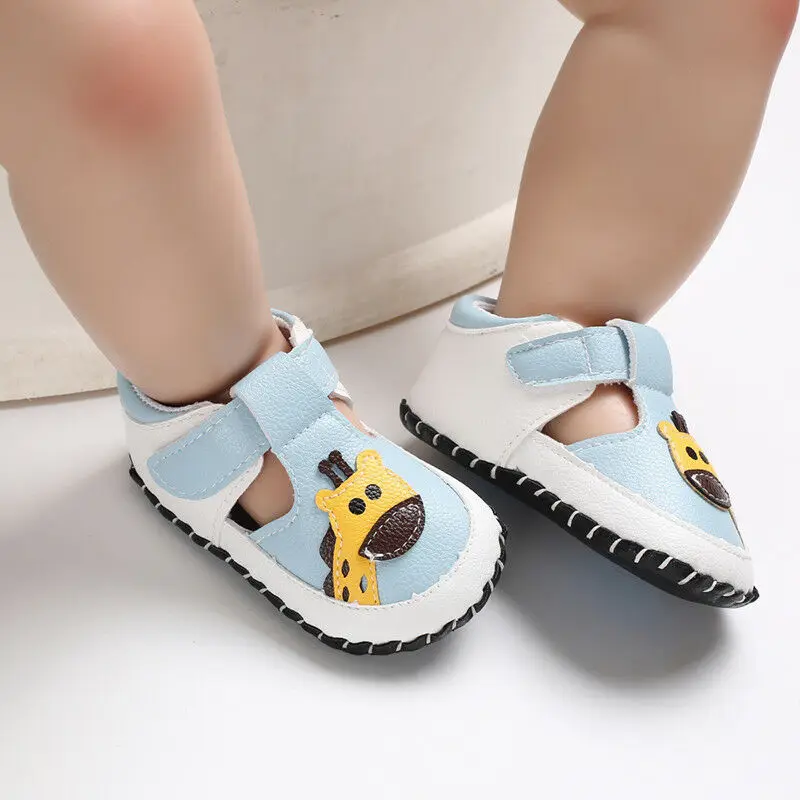 Blue Deer Модные кроссовки для маленьких мальчиков и девочек; кожаная спортивная обувь для кроватки с мягкой подошвой; нескользящая обувь с рисунком оленя; модная детская обувь - Цвет: Blue Deer