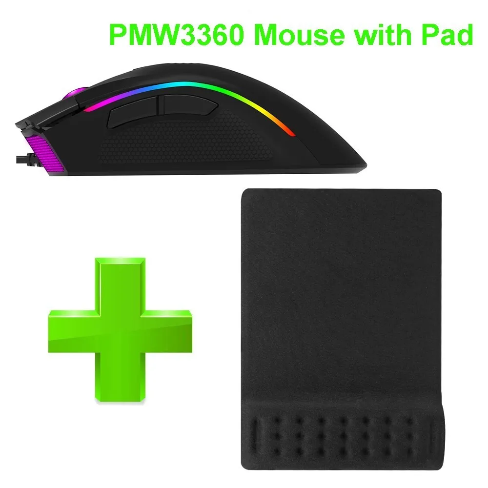 Delux M625 Проводная игровая мышь эргономичная PMW3360 7D макс до 24000 dpi Регулировка RGB компьютерная мышь с подсветкой с подставкой для запястья коврик для мыши для ПК