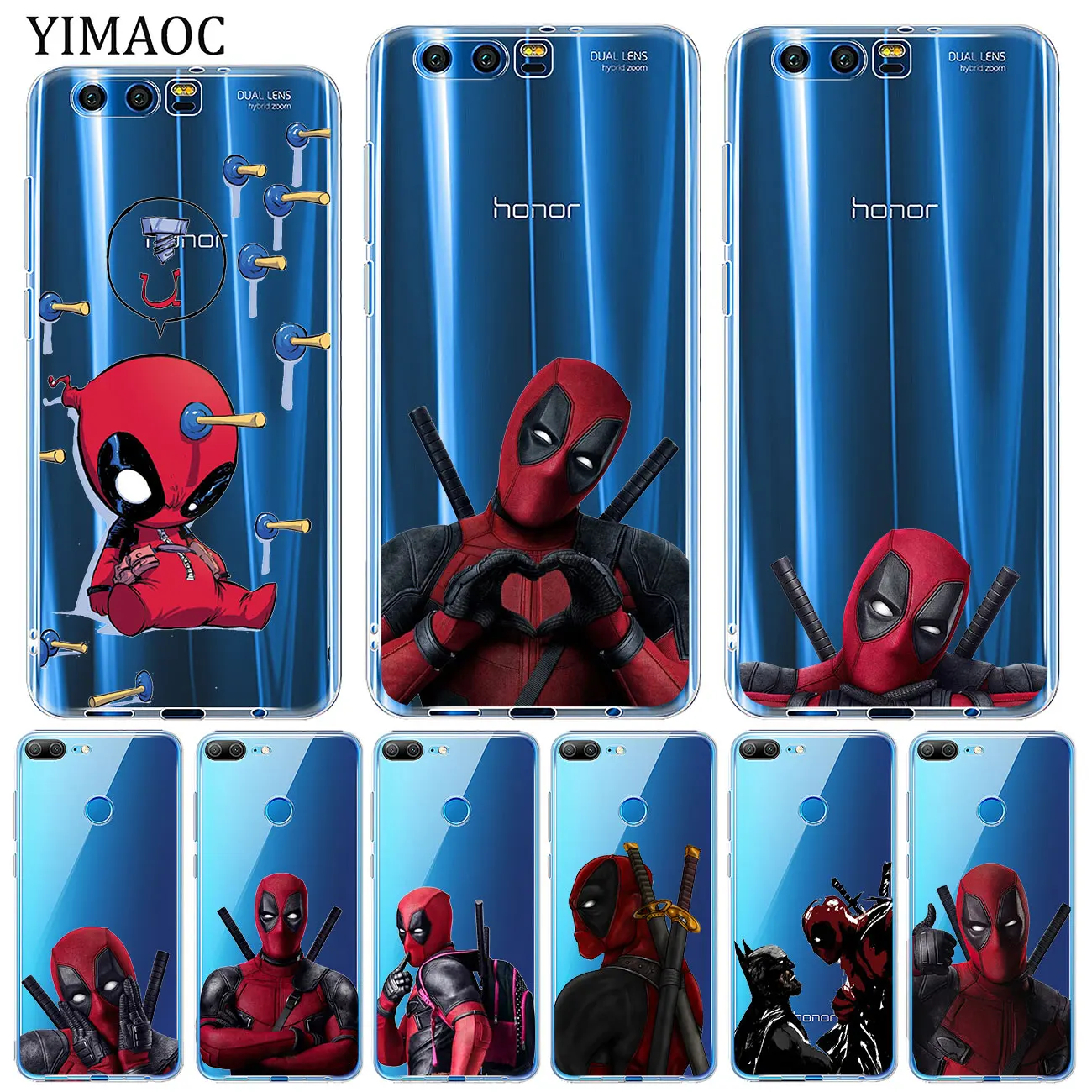 

YIMAOC 3D Super Cool Marvel Deadpool Soft Silicone Case for Huawei Y9 Y7 Y6 Prime 2018 Honor 8C 8X 8 9 10 Lite 7X 7C 6A 7A Pro