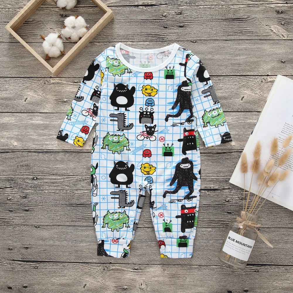 

2018 New Newborn Baby Boys Girls Romper Floral Printed Long Sleeve Winter Cotton Romper Kid Jumpsuit Playsuit Outfits Clothing