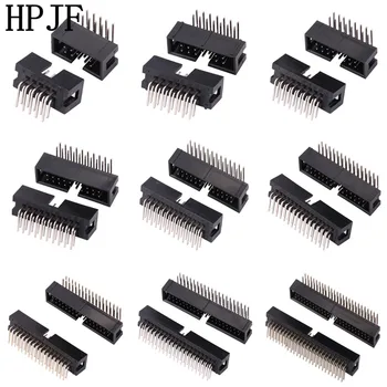 

10PCS DC3 10/14/16/20/26/30/34/40/50Pin 2.54mm ISP Right Angle Male Double-spaced Pin Male IDC JTAG Socket Box Header Connector