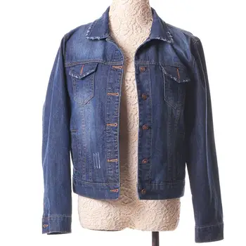 Denim Jacket For Women Cropped Short Jacket Long-Sleeve Jeans Light/Deep Blue 3