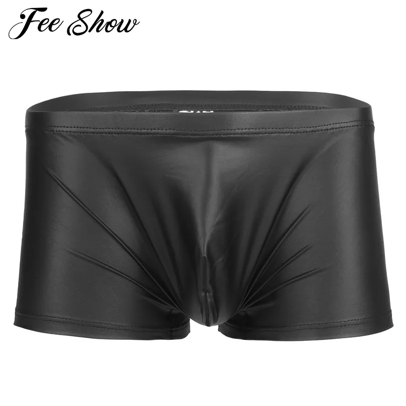 Sexy Mens Boxer Lingerie Patent Leather Boxer Shorts Underwear ...