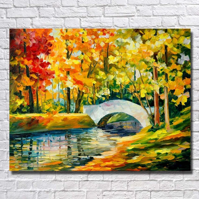 Picture Handpainted Modern Art Beautiful Clean River Scenery Palette Picture Handpainted Modern Art Beautiful Clean River Scenery Palette Knife No Framed Oil Painting On Canvas