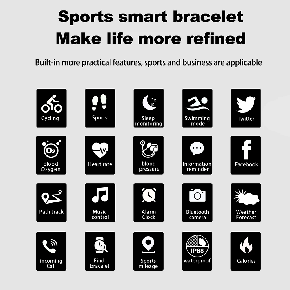 LUOKA Smart Bracelet Color Screen Blood Pressure Fitness Tracker Heart Rate Monitor Smart Band Sport for Android IOS