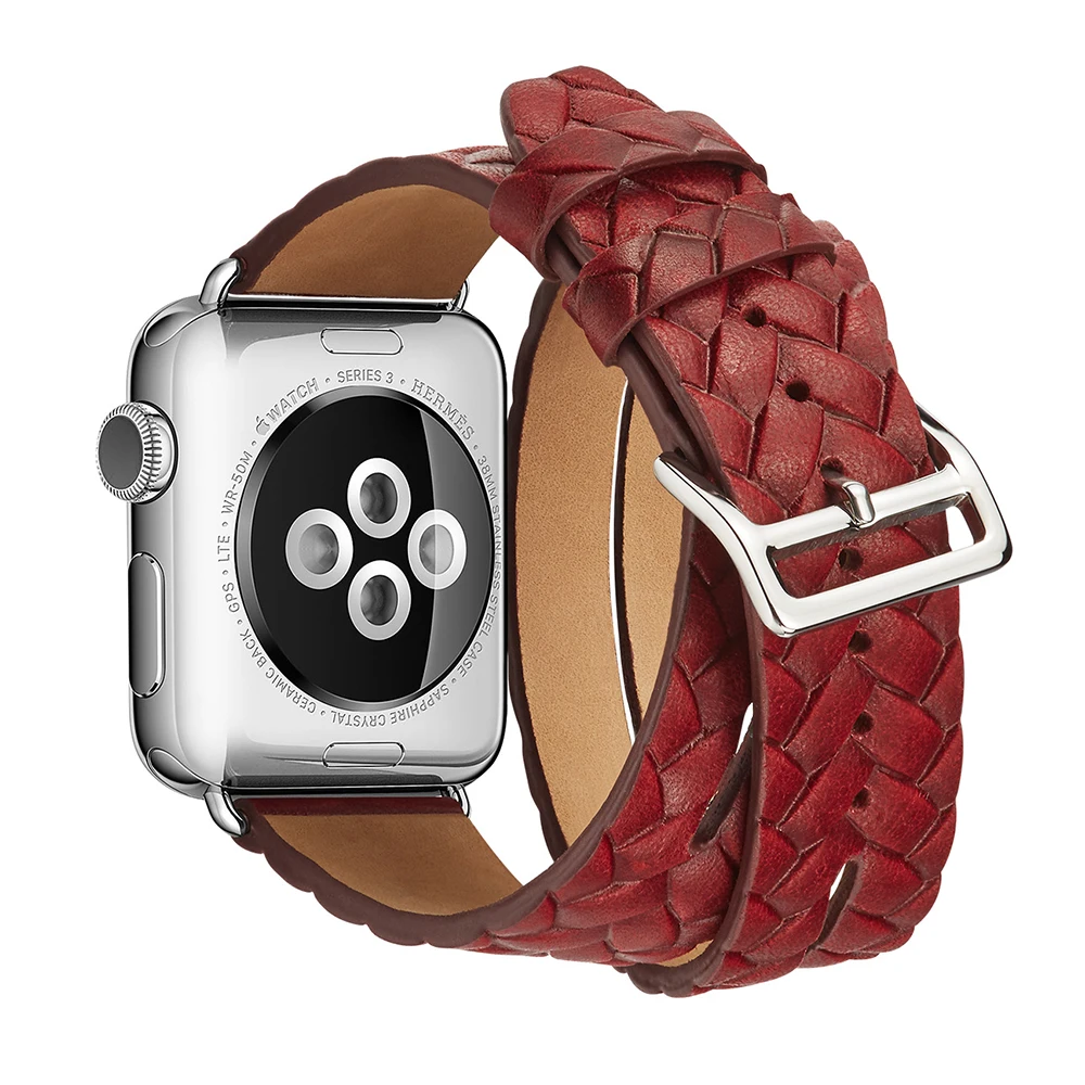 Роскошный браслет ремешок для Apple Watch 38 мм 42 40 44 Серия 2 3 4 5 двойной из натуральной