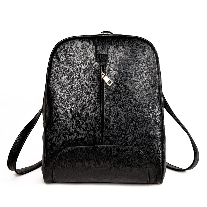 PASTE Brand Women Bag Backpack Genuine Leather Student Zipper Solid Black Bags Preppy Sac Casual Backpacks