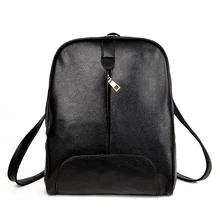 PASTE Brand Women Bag Backpack Genuine Leather Student Zipper Solid Black Bags Preppy Sac Casual Backpacks