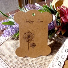 12 шт в форме кости Закладка ручной работы с изображением одуванчиков и бобины катушки крафт-бумага, ярлыки для подарков Бумажный ценник бирки 8x10,3 см