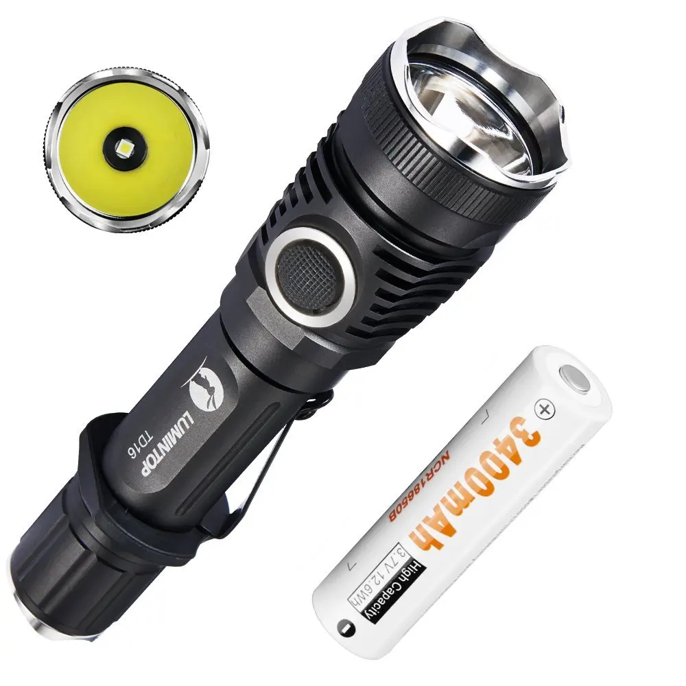 LUMINTOP TD16 Cree XP L HI LED Flashlight Rechargeable +18650 Battery Type 6 Modes Waterproof