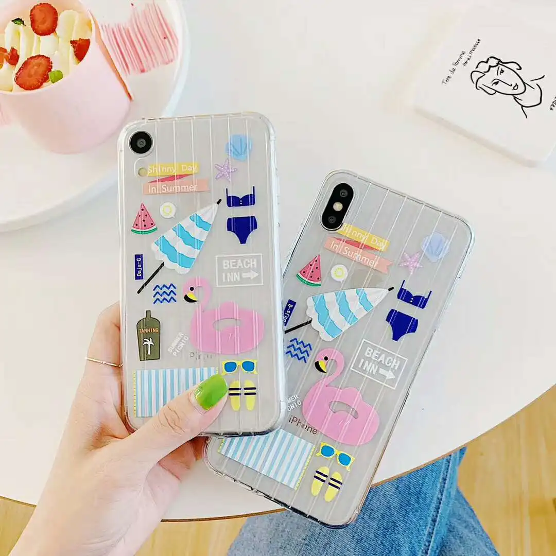 Милый Летний купальник праздничный прозрачный мягкий ТПУ чехол для iphone 7 8 plus xr xs