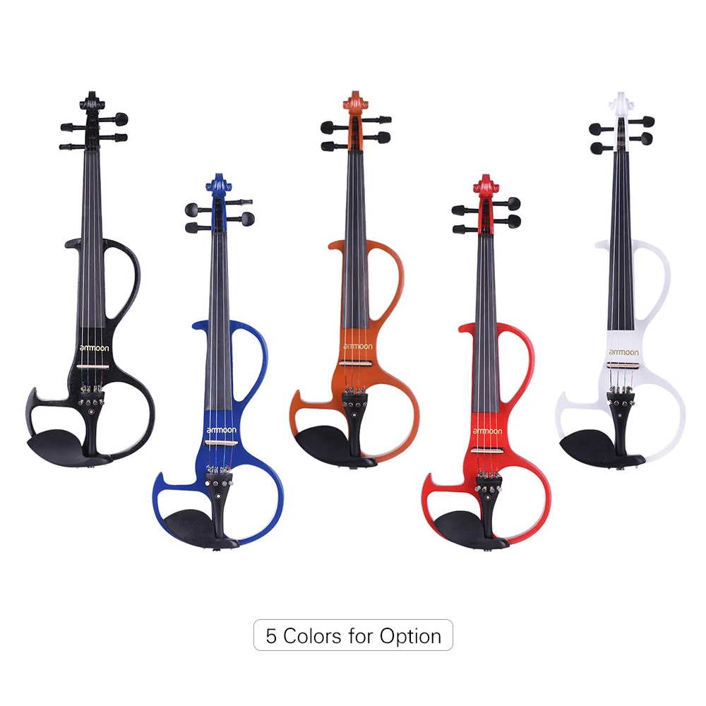 

ammoon Full Size 4/4 Solid Wood Electric Silent Violin Fiddle Style-3 Ebony Fingerboard Pegs Chin Rest Tailpiece