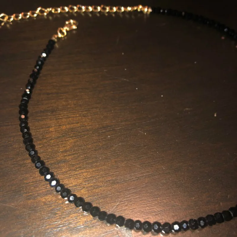 

3mm Black Crystal Beaded Choker Necklace Female 2019 Fashion Jewelry Necklaces for Women Bijoux Femme Gold Silver Color