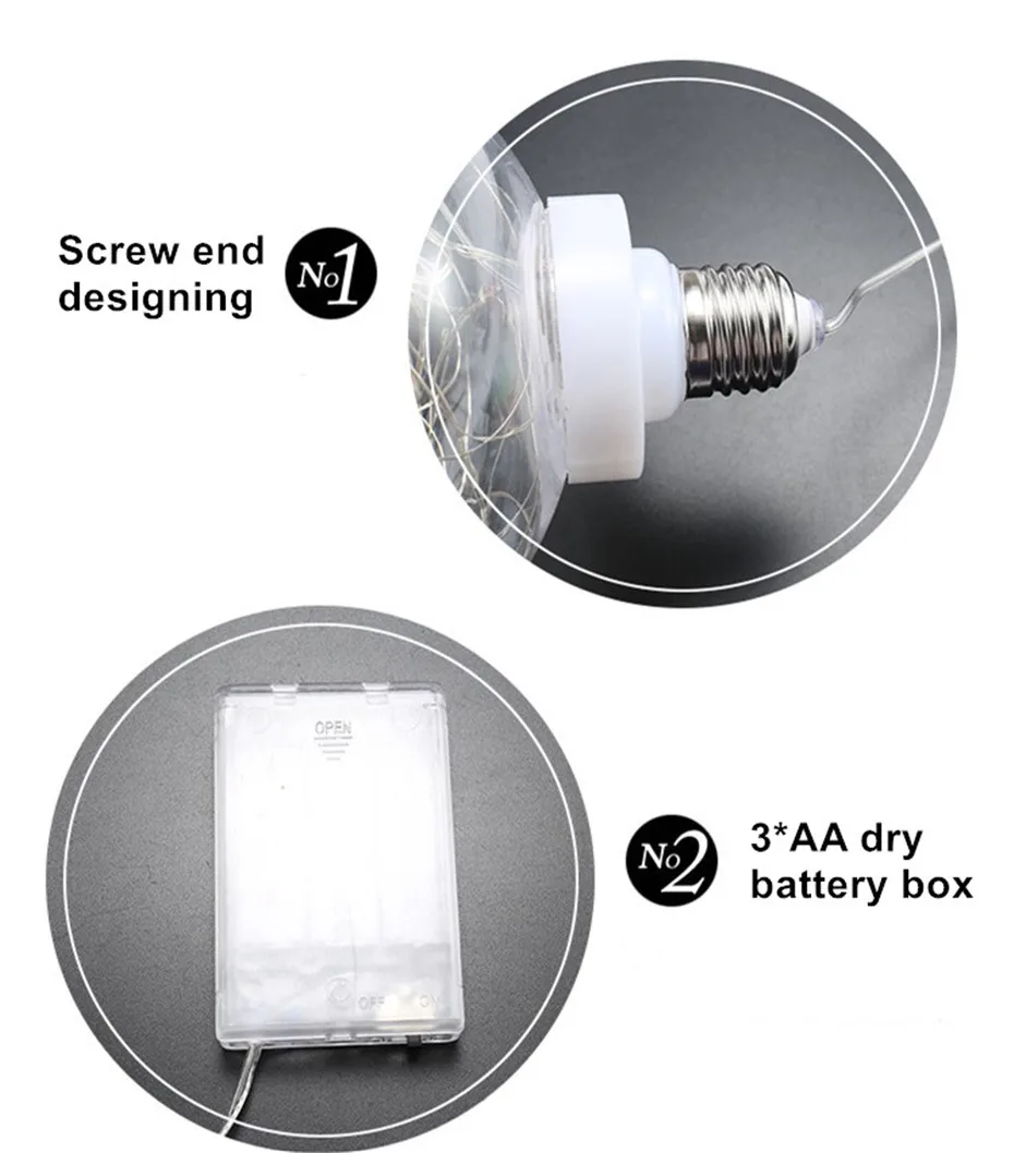 Глобус светодио дный светодиодная медная проволока прозрачная пластиковая лампа на батарейках декоративная внутренняя гирлянда для вечерние рождественской вечеринки Свадьба спальня детская комната
