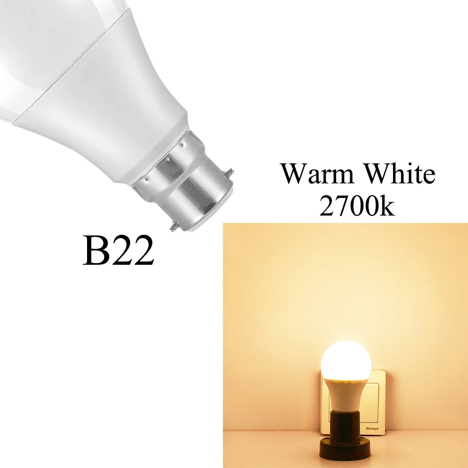 B22 Warm White Светодиодный датчик движения PIR лампа E27 B22 12 Вт 18 Вт автоматический Вкл/Выкл светодиодный светильник чувствительный детектор движения человеческого тела Ампульный датчик - Испускаемый цвет: B22 Warm White