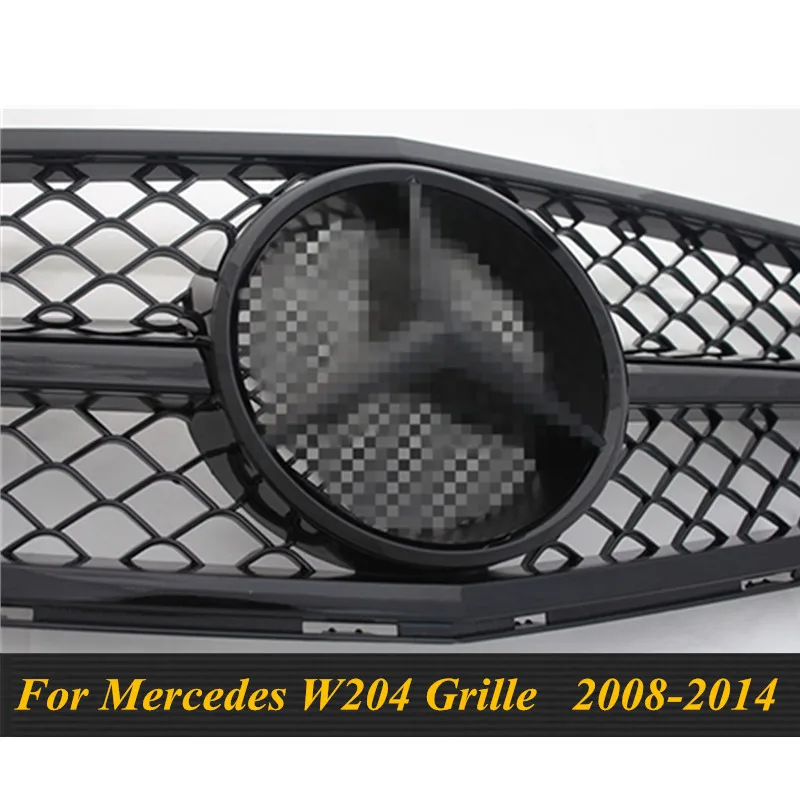 Матовая/глянцевая черная автомобильная гоночная решетка для Mercedes W204 гриль 2008- C300 C180 AMG эмблемы сетки радиатора переднего бампера изменить