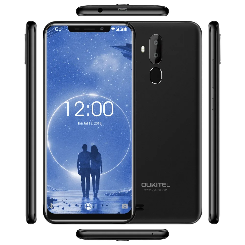 OUKITEL C12 Face ID 6,1" 19:9 смартфон отпечатков пальцев Android 8,1 мобильный телефон MTK6580 4 ядра 2G Оперативная память 16G Встроенная память 3300 mAh разблокировать